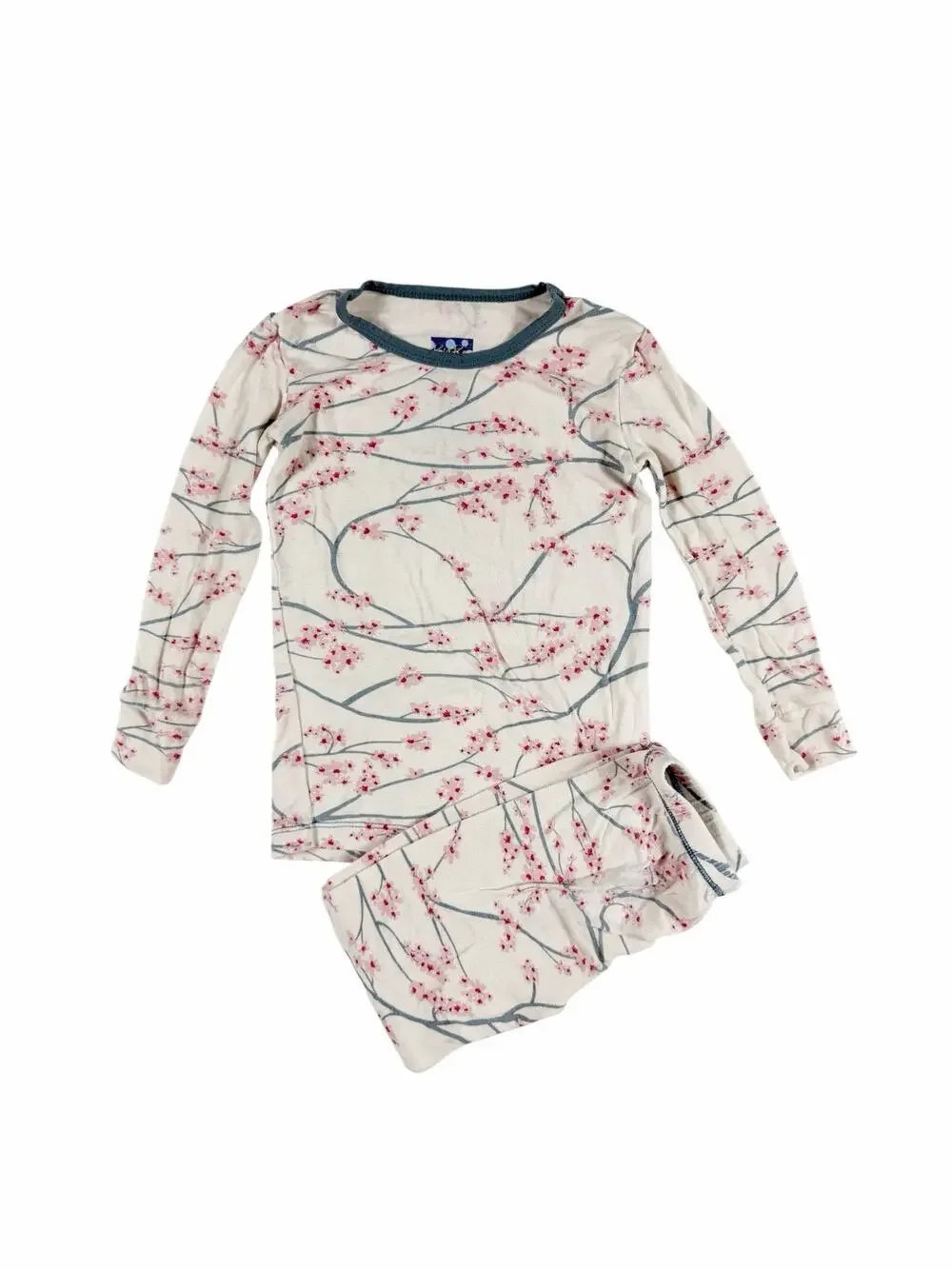 Kickee Pants Cherry Blossom Bamboo Long Sleeve Pajamas size 3